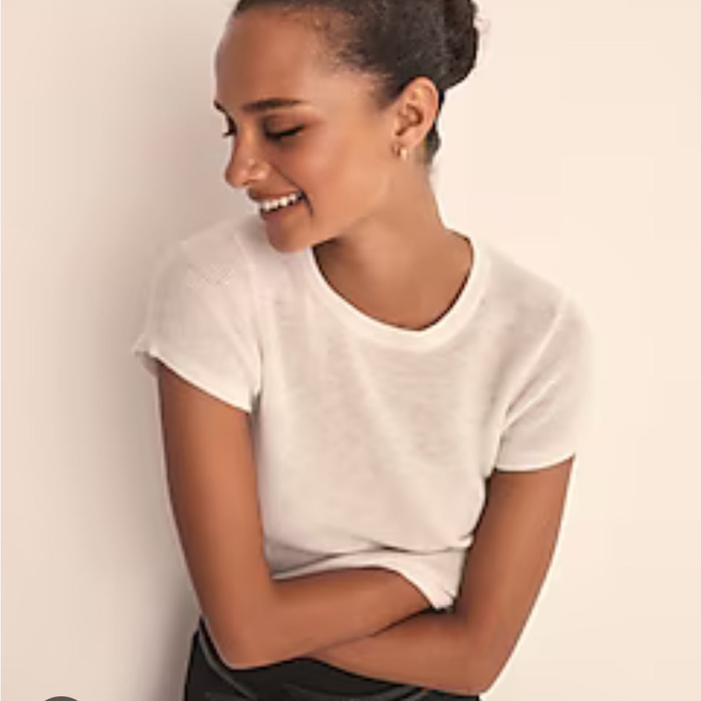 NWT J.Crew Ribbed featherweight cashmere T-shirt in Snow